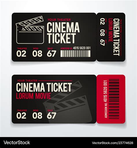 Two cinema tickets design template set Royalty Free Vector