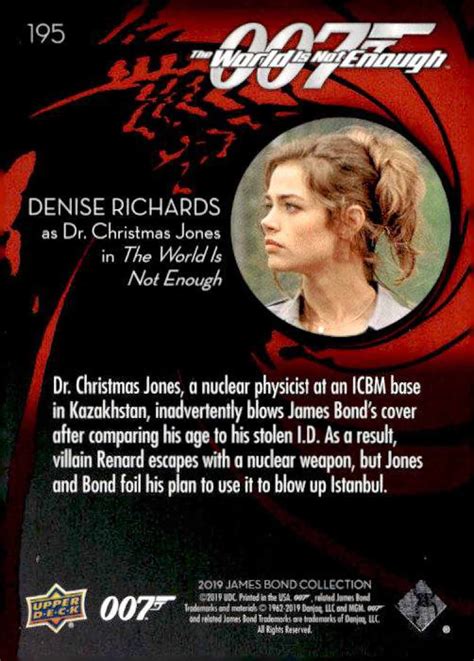 Bond Girl Denise Richards Autographed 007 Card COA 1