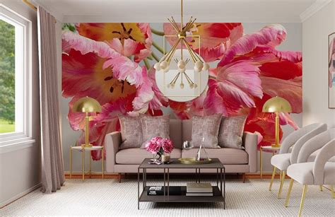 Parrot Tulips Wallpaper Mural For Home Interior Design