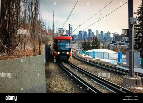 LRT, CTrain, Calgary transit, light rail transit, downtown Calgary, Alberta, Canada Stock Photo ...