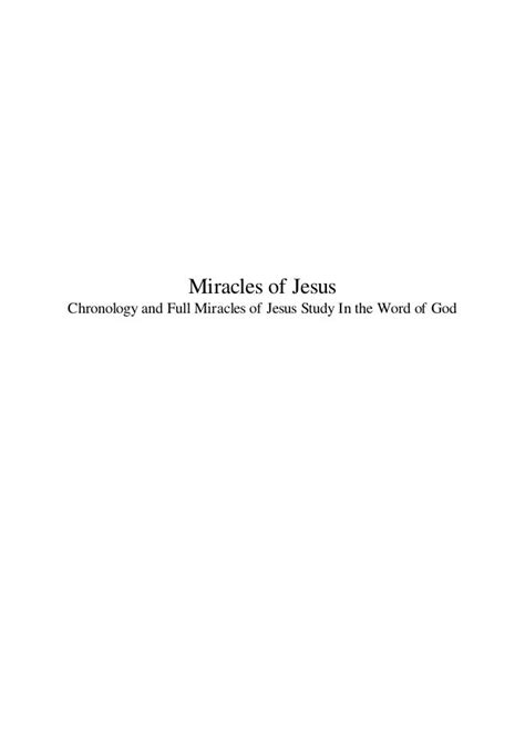 Miracles of Jesus Chronology and Full Miracles of Jesus Study In the ...