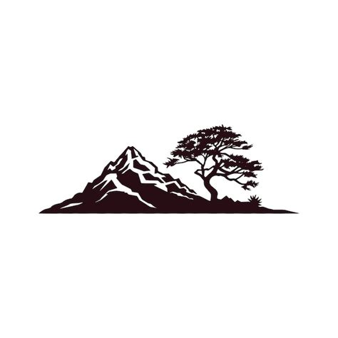 Premium Vector | Mountain landscape silhouette isolated on white ...