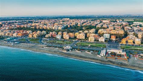 Lido Di Ostia Famous Italian Sandy Beach Aerial Panorama Stock Image ...