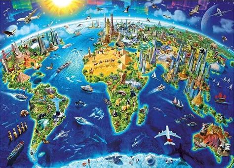 1000 Piece Worldwide Map Jigsaw Puzzles in 2021 | World map puzzle, Diy ...