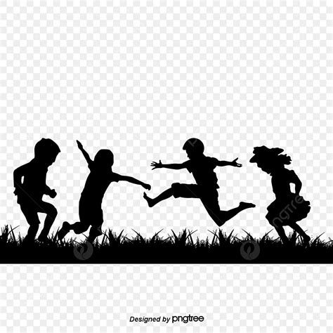 Happy Children Silhouette Transparent Background, Happy Childrens Silhouettes, Children Clipart ...