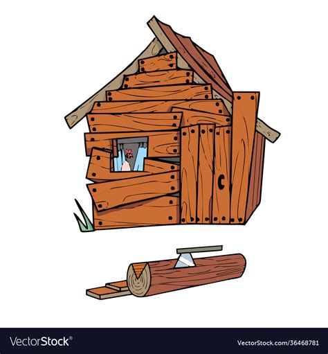 Wooden house on white background cute cartoon Vector Image