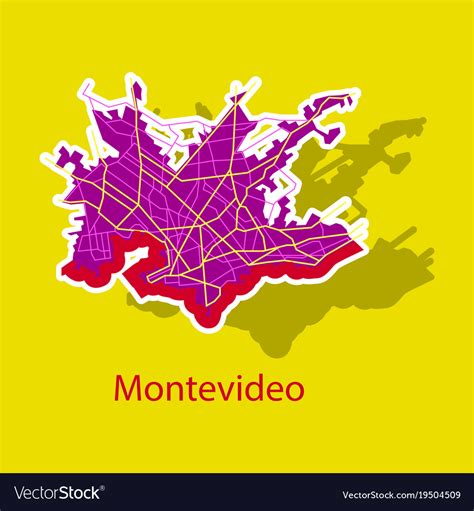 Montevideo sticker map outline version ready Vector Image