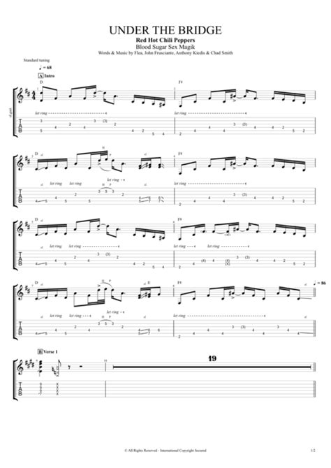 Under the Bridge by Red Hot Chili Peppers - Full Score Guitar Pro Tab | mySongBook.com