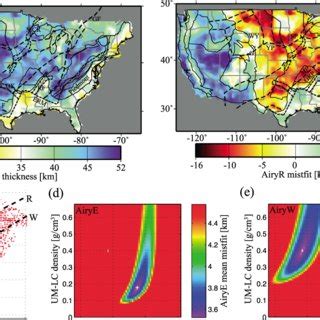 Crust thickness and isostasy models. (a) Crust thickness map with some ...