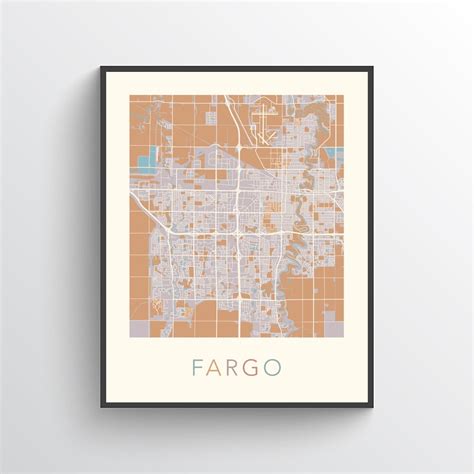 Fargo Map, Fargo North Dakota, Fargo Print, Fargo Poster, Fargo Art ...