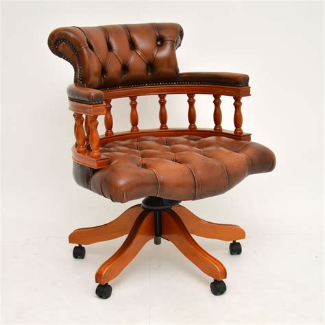 Antique Victorian Style Leather Captains Swivel Desk Chair - Marylebone ...