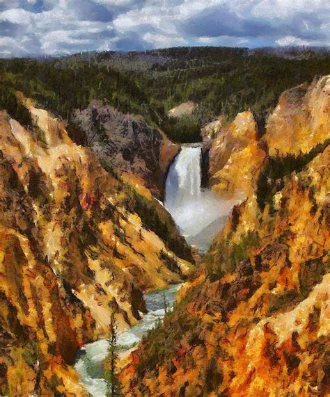 Lower Falls Yellowstone Painting by Dan Sproul