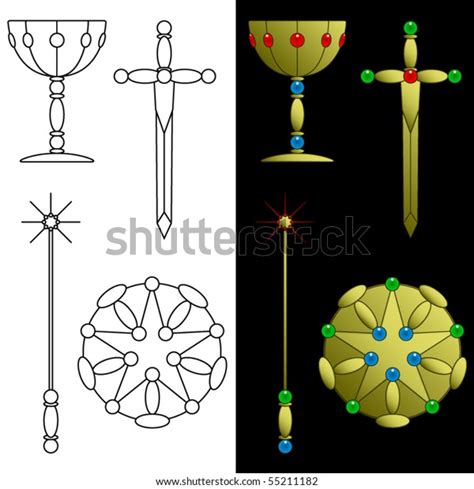 Minor Arcana Symbols Use Tarot Decks Stock Vector (Royalty Free ...