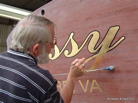 Gold Leaf Lettering For Boats - Bessy was installed by Designs & Signs