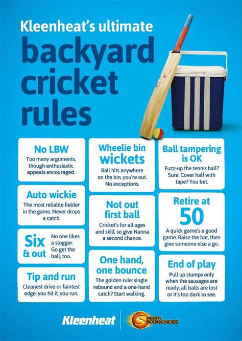 Backyard cricket rules | World cricket, Cricket coaching, Cricket