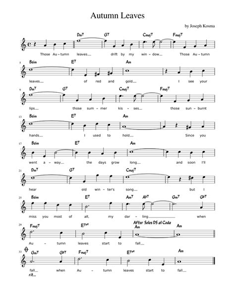 Autumn Leaves Sheet music for Piano (Solo) | Musescore.com