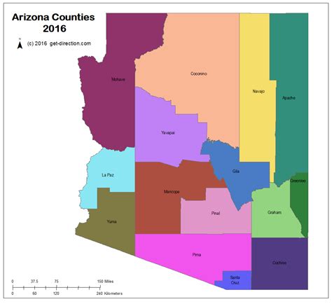 Map of Arizona Counties