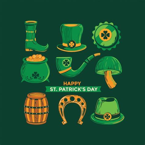 Set of st. patrick's day symbols. vector premium illustration | Premium ...