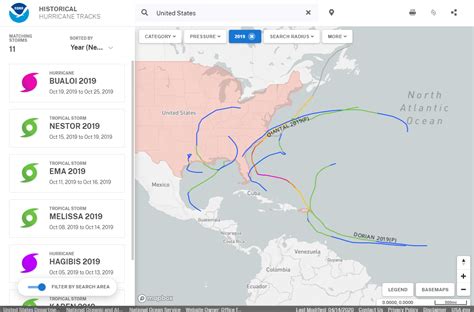 Historical Hurricane Tracks Map