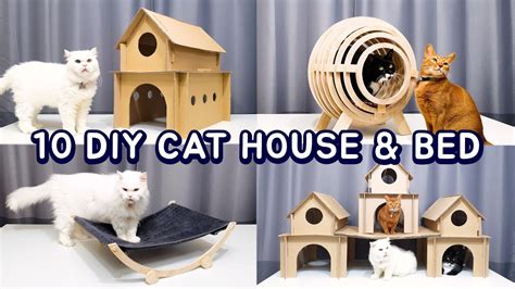 DIY Solid Wood Cat's House Detachable Cat Bed All Season Breathable Corrugated Paper Cats Nest ...