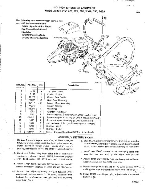 1977 Poulan 306A Chainsaw Parts List