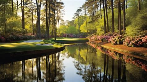 Premium AI Image | A view of the 18th green at the augusta national ...