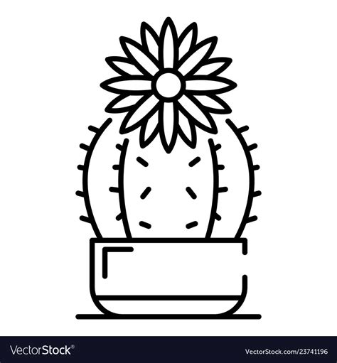 Flower cactus icon outline style Royalty Free Vector Image