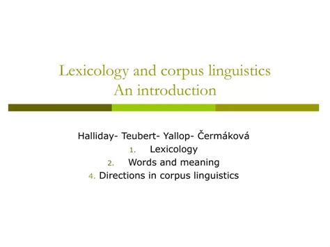 PPT - Lexicology and corpus linguistics An introduction PowerPoint ...