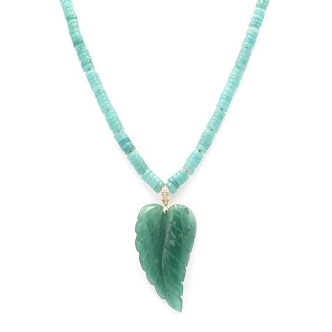 Aventurine Leaf Pendant Necklace