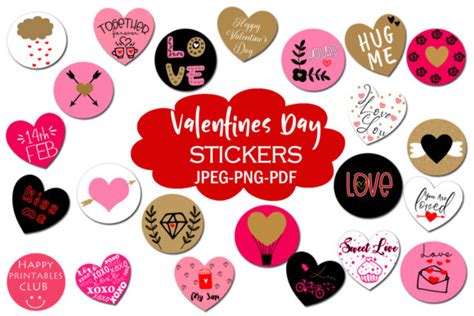 Cute Valentines Day Stickers Graphic by Happy Printables Club ...