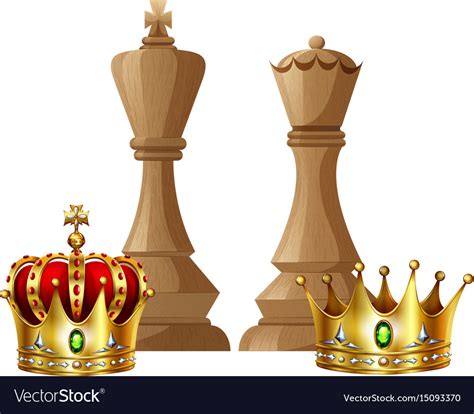 King and queen pieces chess game Royalty Free Vector Image