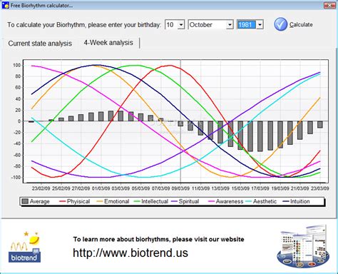 EXCEL TEMPLATES: Biorhythm Chart Free