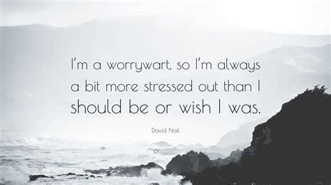 David Nail Quote: “I’m a worrywart, so I’m always a bit more stressed out than I should be or ...