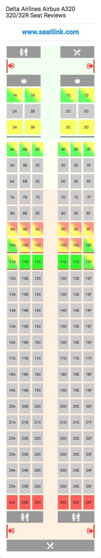 Delta Airlines Airbus A320 320/32R Seating Chart - Updated March 2024 - SeatLink