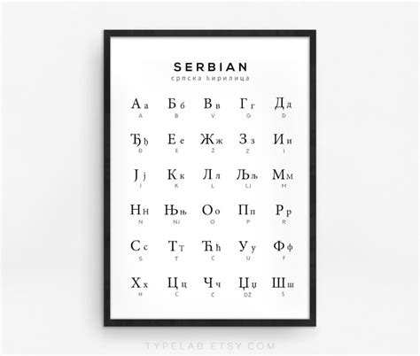 Serbian Alphabet Chart Print Cyrillic Print Alphabet Poster | Etsy