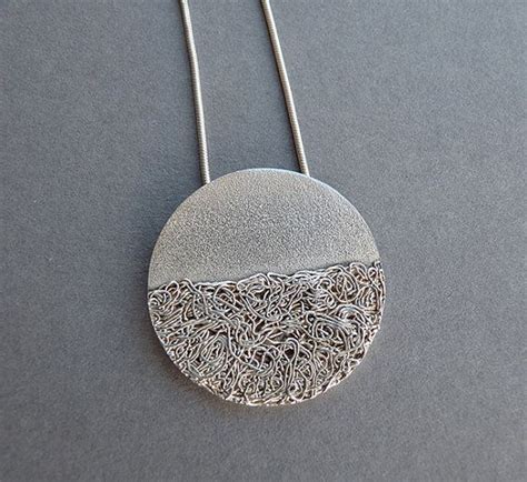 Silver round pendant Sterling silver Fine by Kailajewellery Handcrafted ...