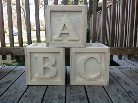 12x12x12 Large Wooden Block ABC 123 | Wooden baby blocks, Creative baby ...