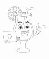 cocktail coloring Page For Kids And adults Black White  sketch template