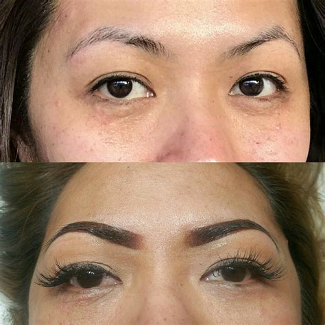 Ombre powdered Brow Permanent makeup - before and after, she looks like another person | Eyebrow ...