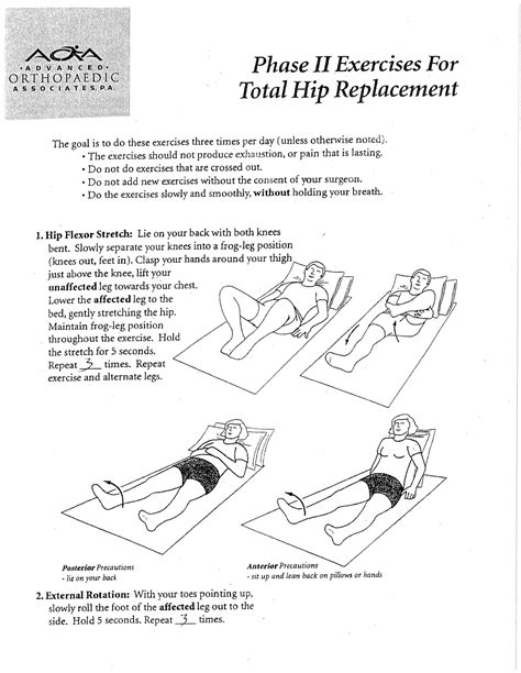 Physical Therapy Exercises For Total Hip Replacement - Exercise Poster