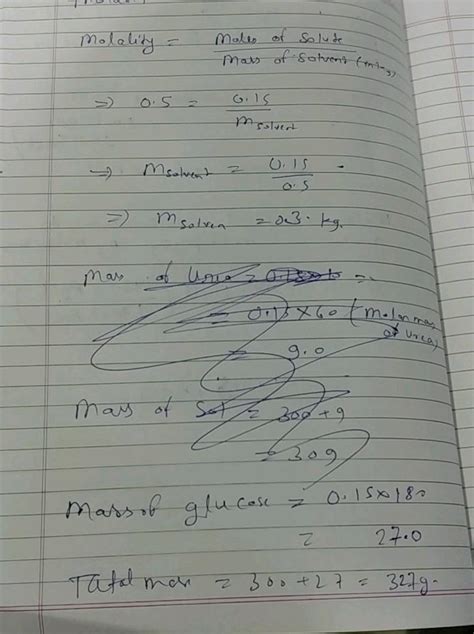 2 What mass of solution of 0.50 molal glucose solution is required to ...