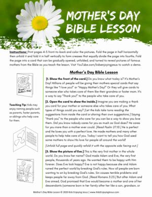 Mother’s Day Bible Lesson – Kids Enjoying Jesus