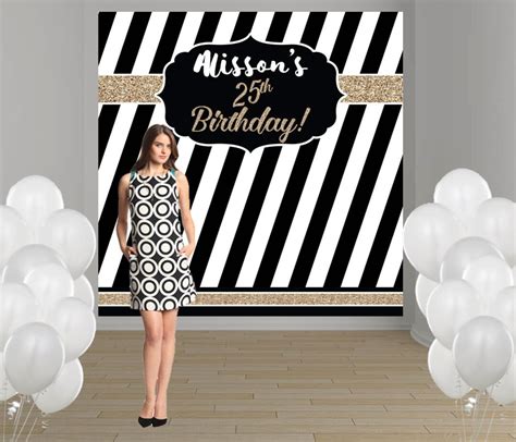 Elegant Birthday Party Personalized Photo Backdrop Milestone Party ...