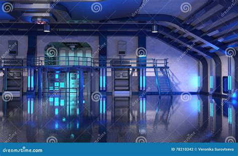 Sci-Fi Hangar Blue Interior Royalty-Free Stock Photography | CartoonDealer.com #78210677