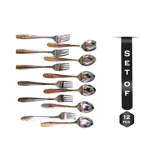 Set of 12 Pcs Spoon and Fork Set - Silver