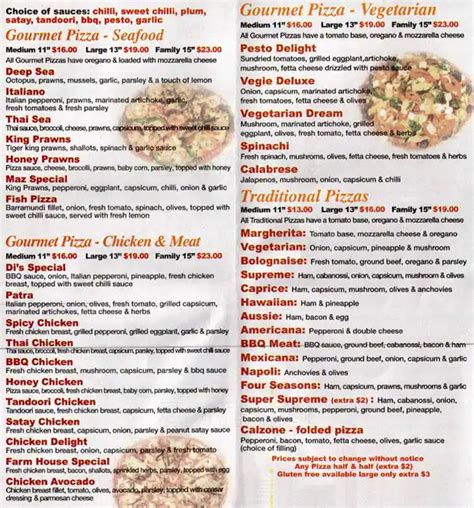 Italian Gourmet Pizza Menu, Menu for Italian Gourmet Pizza, West Ryde ...