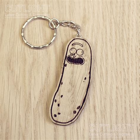 Lasercut wooden keyring keychain. Rock and Morty Pickle Rick | Keychain, Wooden keychain, Keyrings