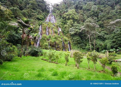 Colombian waterfall stock image. Image of scenery, river - 108421589