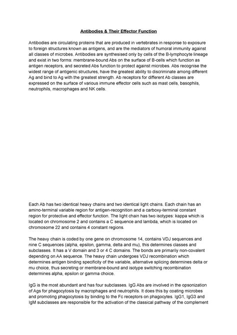 Antibodies & Their Effector Function - Antibodies & Their Effector ...