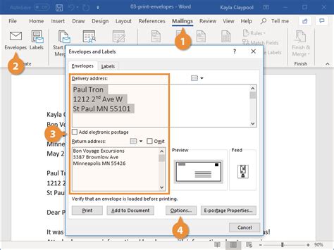 How to Print Envelopes in Word | CustomGuide